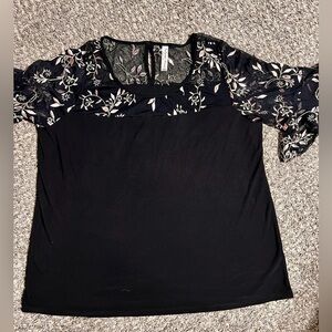 Black Floral Embroidered Blouse